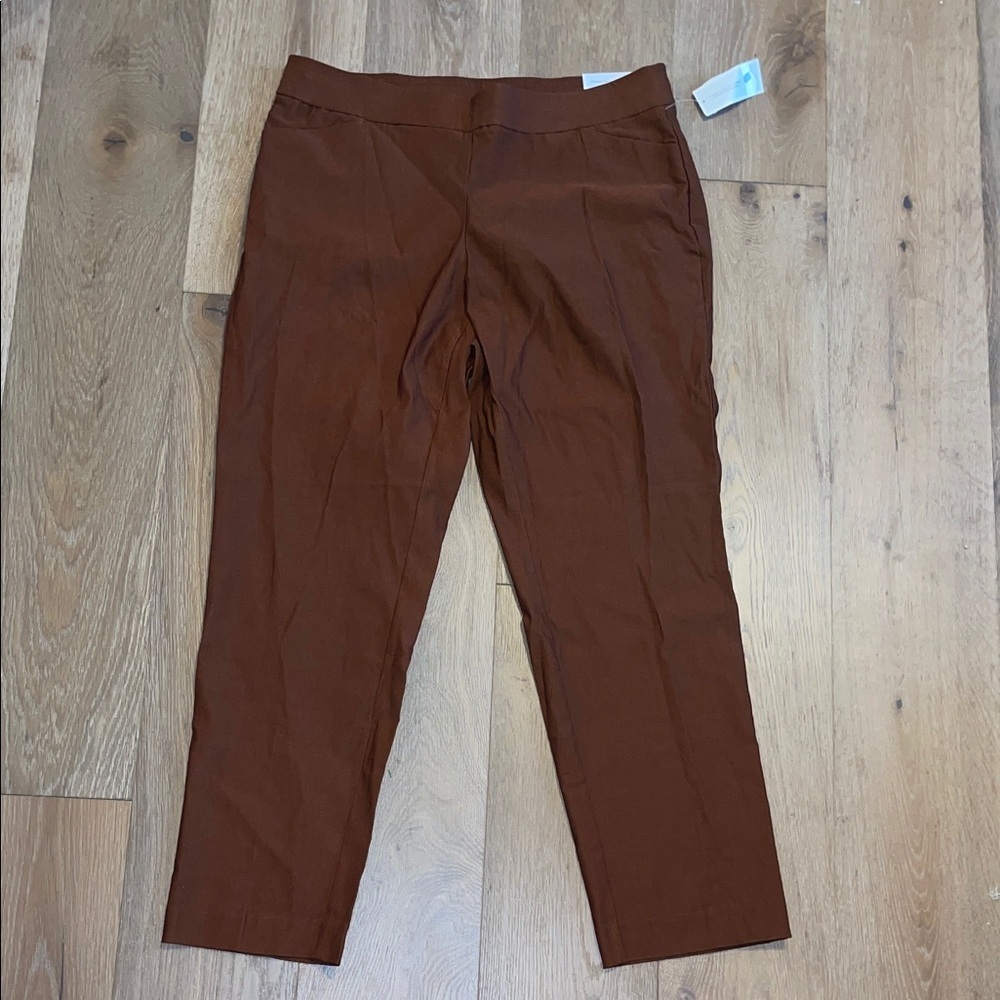 New CJ Banks women’s  Rust Chinos pull on straight leg mid rise slimming 18w